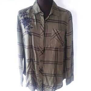 Green/Black Embroidered Plaid Shirt (0093)